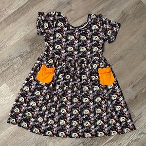 Halloween Themed Kids Dress with Orange Pockets